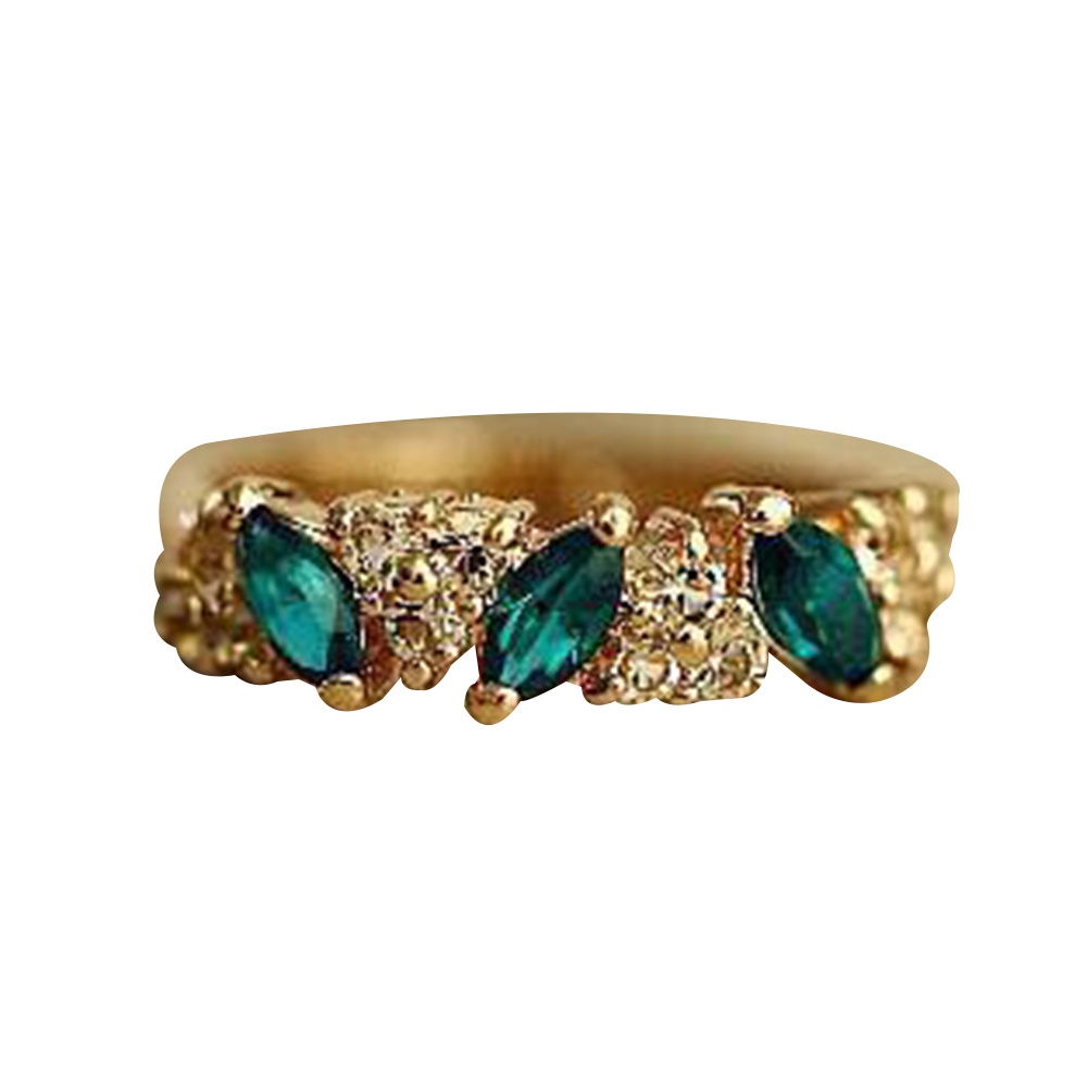 Hu Hu Hu Hu Hu Alat Bantu Pasang Kacamata♡ Cincin Wanita Hias Zamrud Cubic Zirconia Gaya Vintage Untuk Pernikahanhadiah