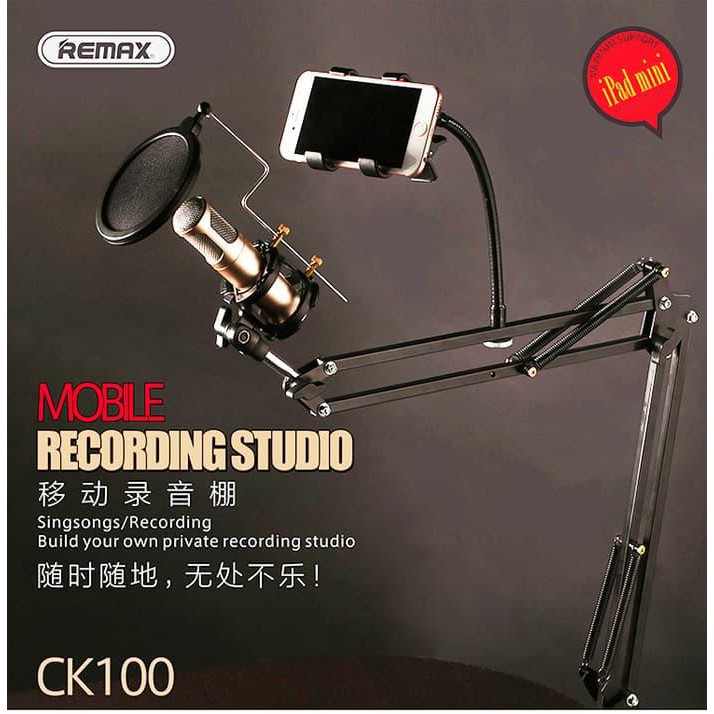 MIX340 Remax Microphone Stand Mic Meja Rekaman + Smartphone Stand - CK100