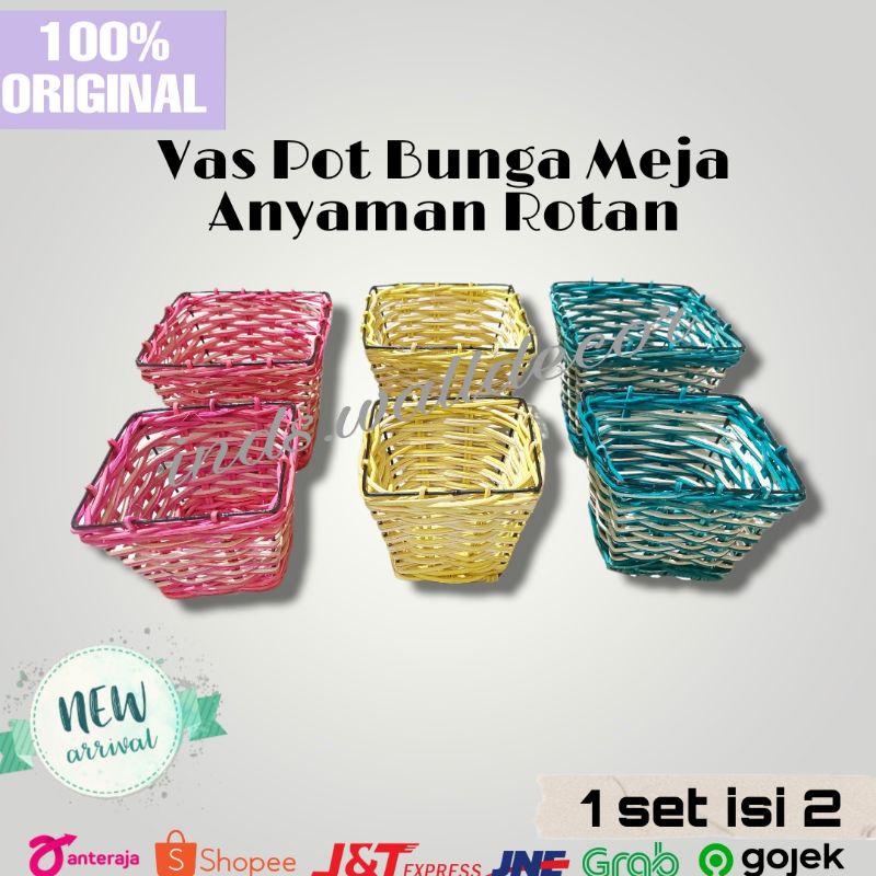 Vas Bunga Meja Unik Bahan Besi Anyaman Rotan / Vas Bunga Meja Murah