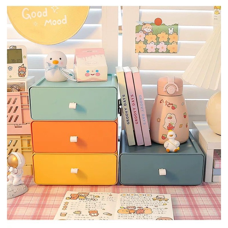 [littlecrab] Rak Warna Aesthetic Rak Susun Berkualitas Rak Laci Tempat Penyimpanan Barang Rak Meja Stationary Kit Room Desk Decoration Organizer Stuff