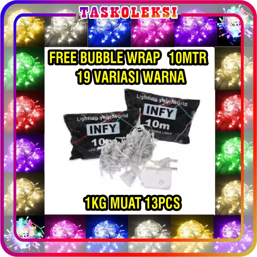 ☛TK☚ Lampu Tumblr 10 Meter 50 LED Non Box Packing OPP Hias Lebaran Dekorasi Kamar RGB Import E009 E018