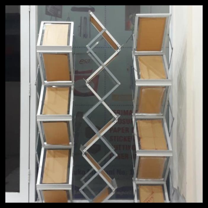 

BEST SELLER !!! RAK BROSUR DISPLAY ACRILIC ZIG ZAG 7 SUSUN STAINLESS TERLARIS