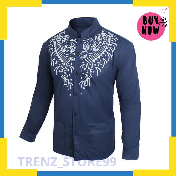 Murah RISRUS FASHION HEM SIMED KEMEJA PRIA LENGAN PANJANG BAJU KOKO COWOK - Putih XS Keren