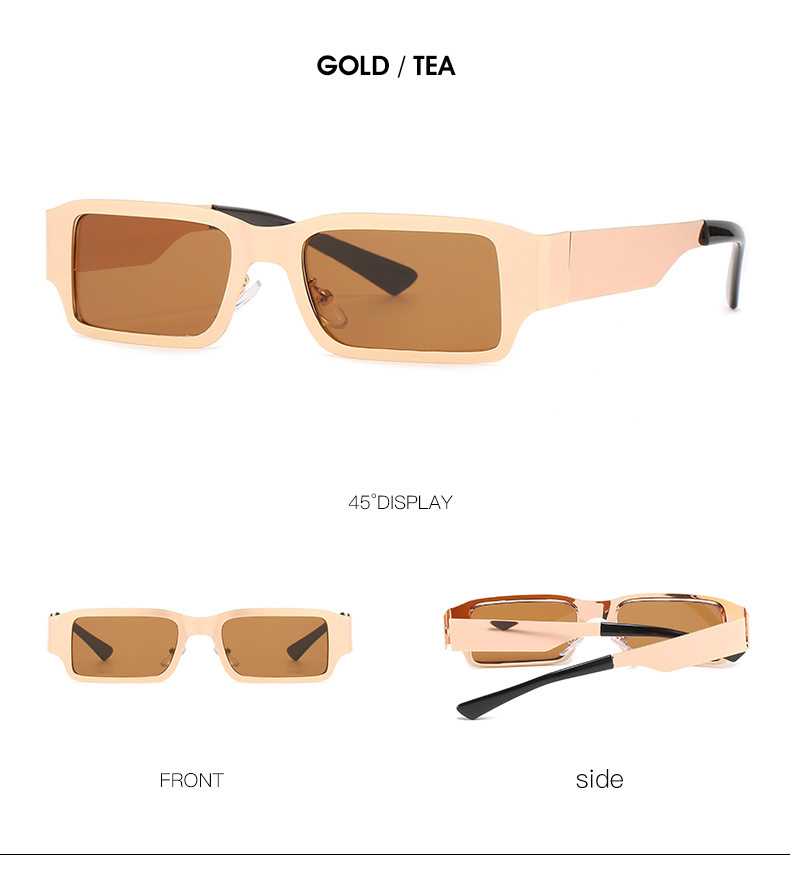 Fashion European and American ins trend metal retro street photography rectangular men and women sunglasses