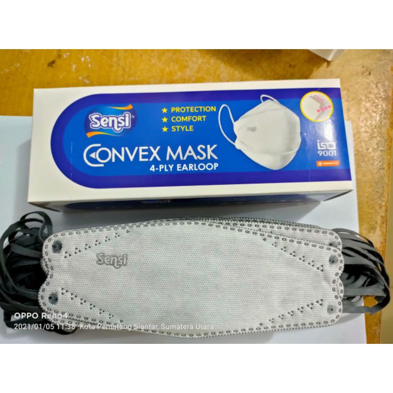 Masker Sensi Convex 4ply Earloop isi 20/original