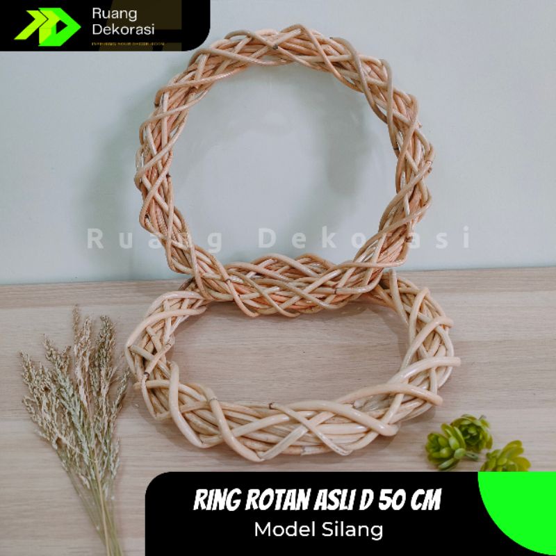 Ring Rotan Asli Diameter 50 CM Wreath Flower Dekorasi Dinding Aesthetic Ring Rotan Hiasan Lamaran Ru