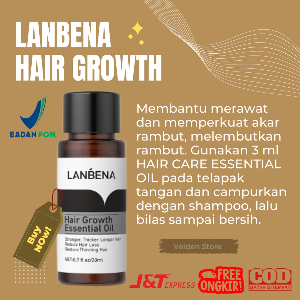 LANBENA Hair Growth Essential Oil 20ml Hair care Penumbuh dan Pelebat Rambut ORIGINAL