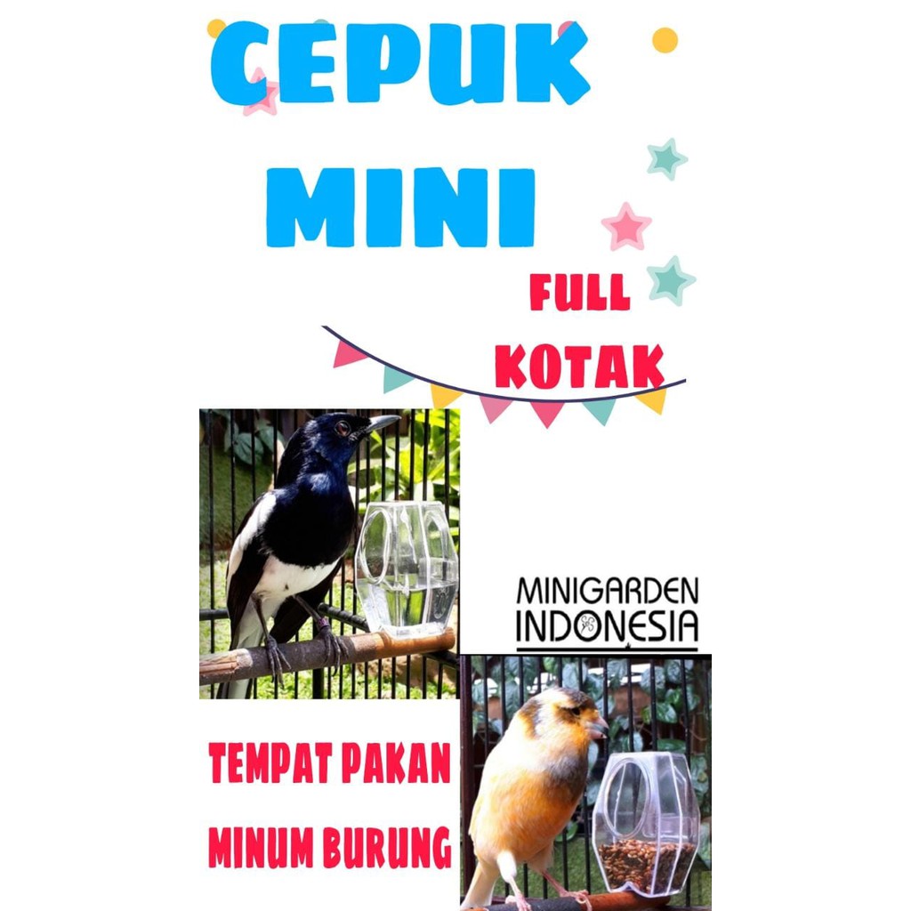 CEPUK MINI TEMPAT PAKAN MINUM BURUNG wadah makanan lovebird murai plastik mika transparant