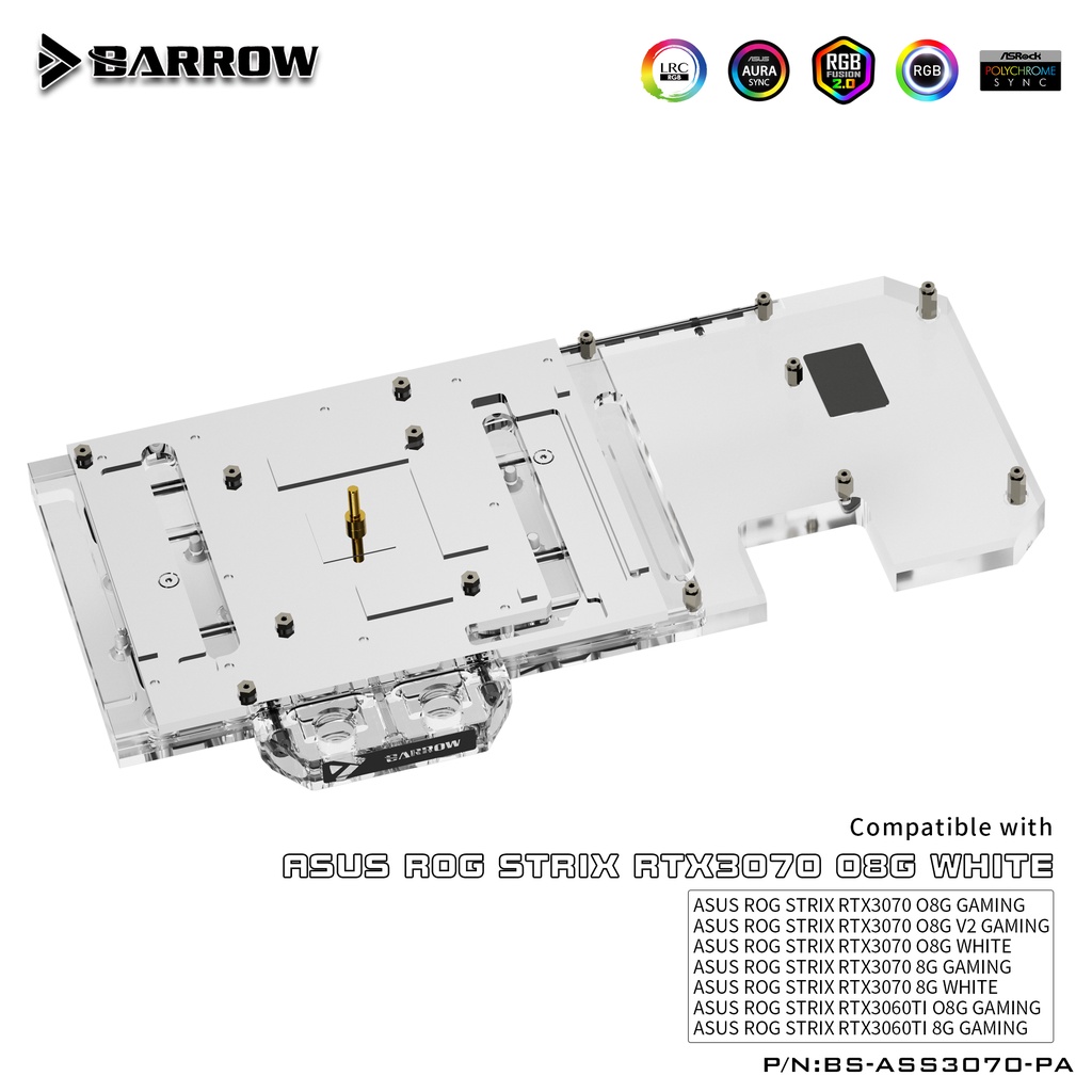 BARROW BS-ASS3070-PA GPU Block for ASUS STRIX RTX 3060Ti 3070 ARGB