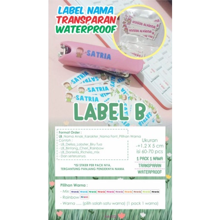 

Stiker Nama Karakter / Stiker Label / Label B