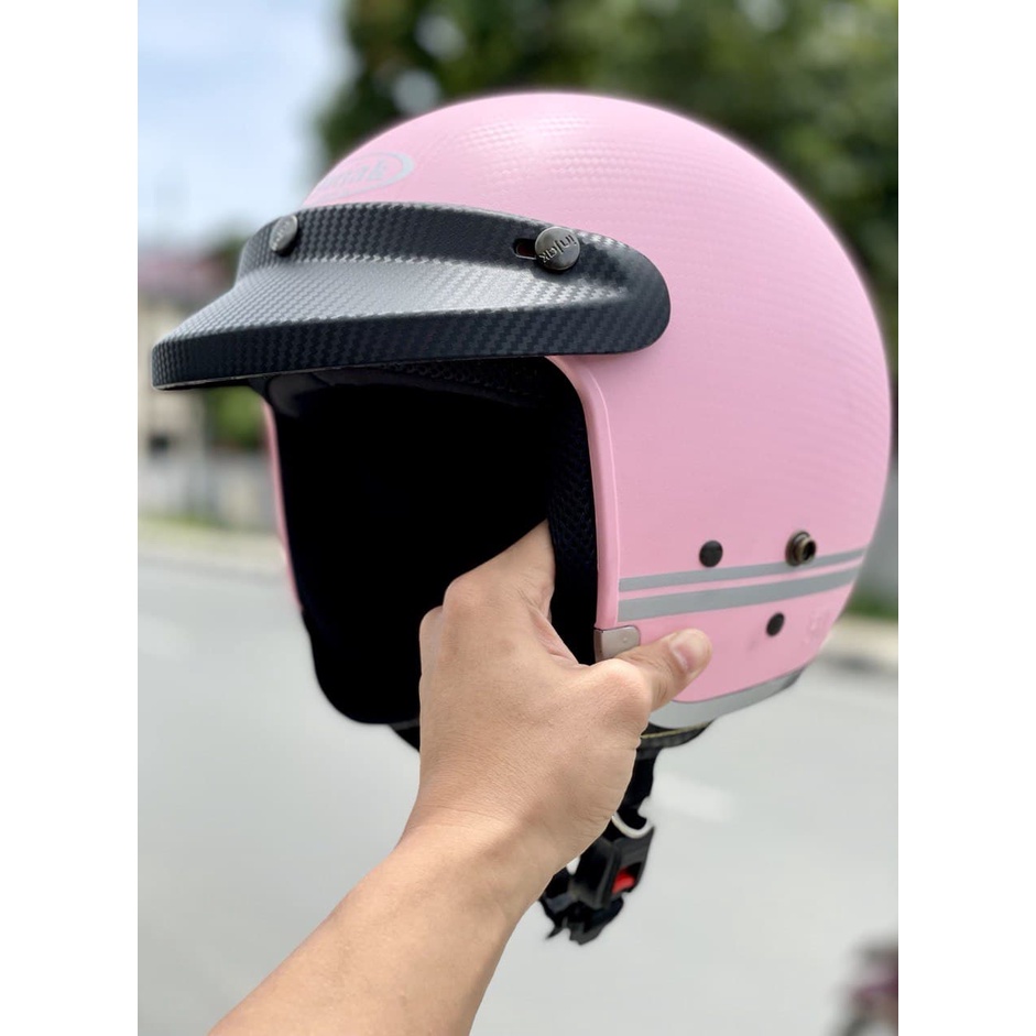 Helm Bogo Retro Dewasa Merk Injak Carbon Sni