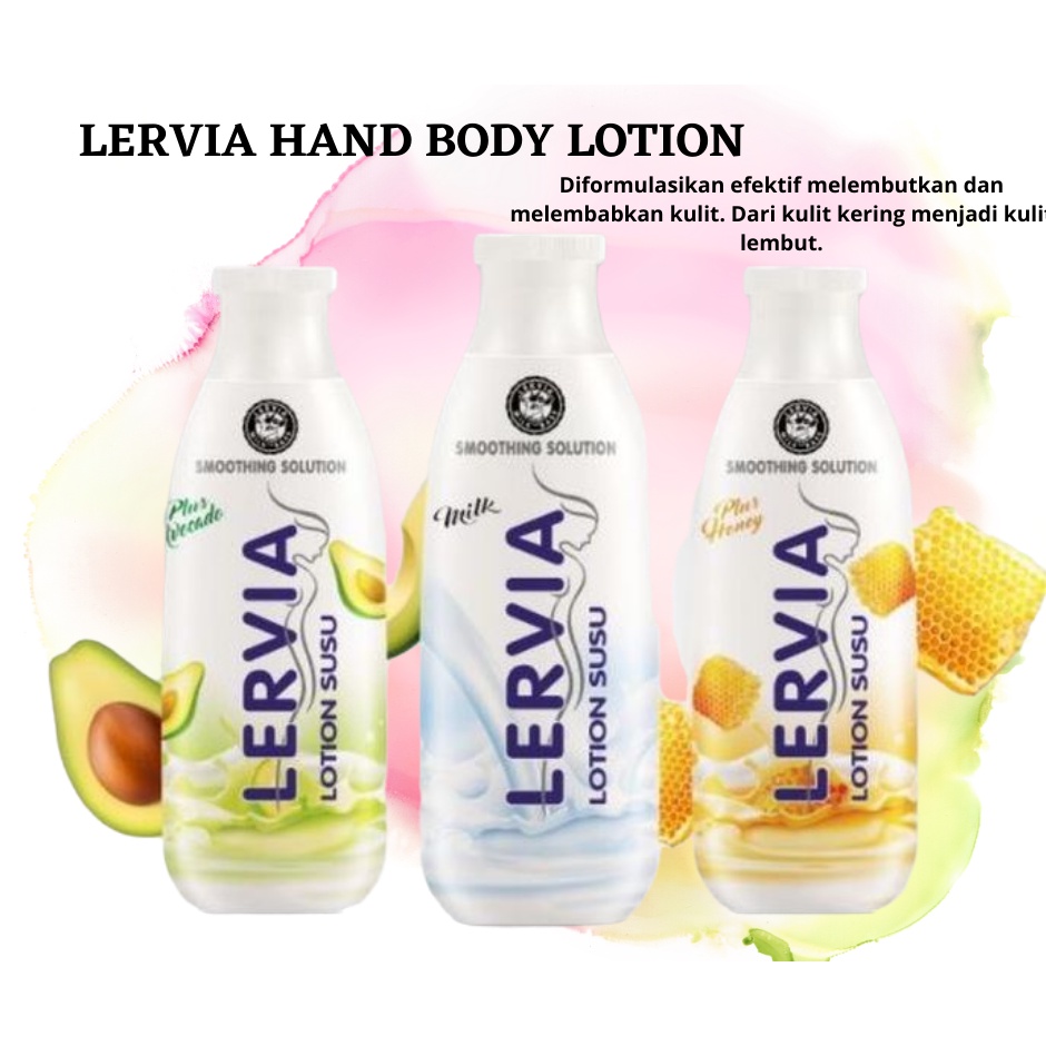 TERLARIS!! Perawatan Tubuh Kecantikan Wanita Lervia Hand Body Lotion Susu Plus Avocado Botol 200ml