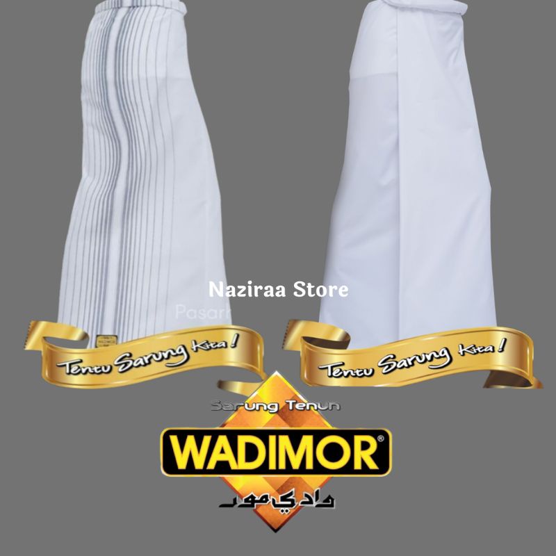 Sarung Tenun WADIMOR Putih Polos &amp; Putih Tumpal , Sarung Dewasa Original WADIMOR