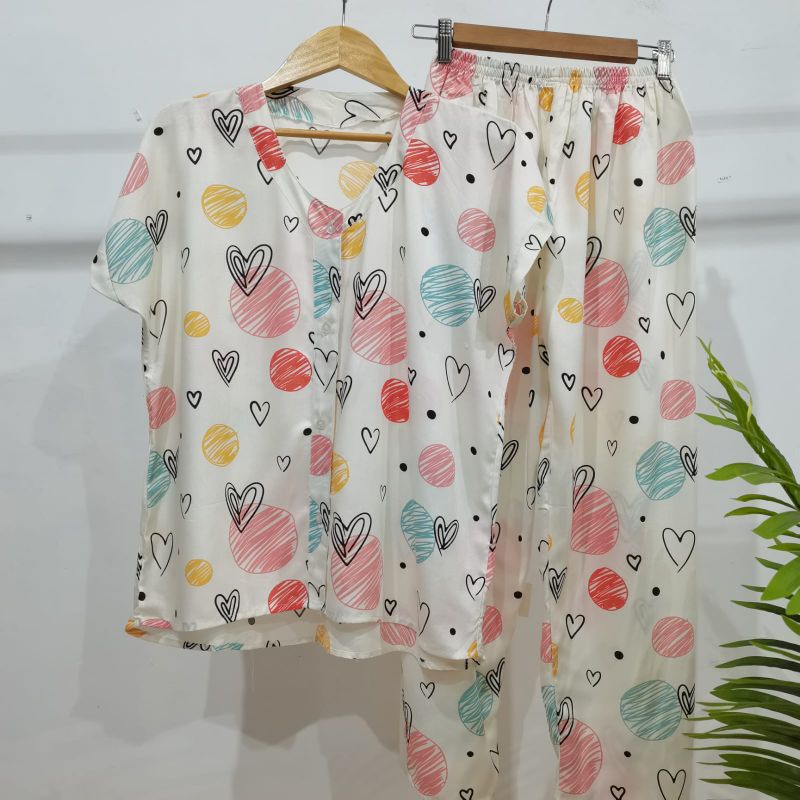 PIYAMA KANCING HITS PIYAMA KANCING BUSUI | PIYAMA RAYON | HOMEWEAR-NK 35