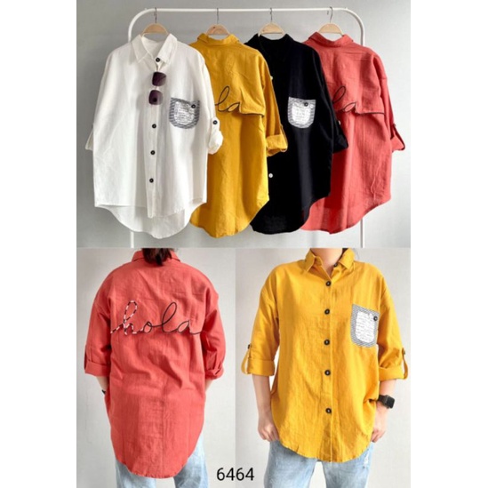 Atasan wanita/kemeja wanita bordir hallo/bahan katun linen/bestseller/all size/ld 110cm/termurah-4