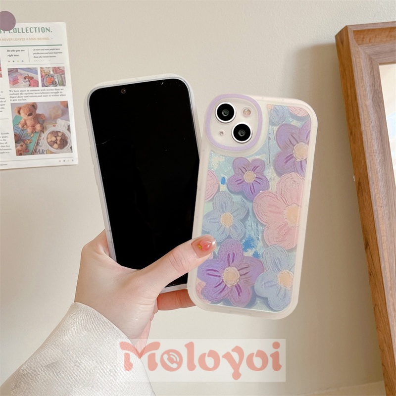 Soft Case Desain Lukisan Minyak Bunga Ungu Gaya Retro Untuk Samsung A23 A13 A22 A21 M23 A31 A52 A32 A03 Core A72 A20 A03S A52S A53 A73 A11 A33 A51 A50 A30S A21s A10s A20S A21s