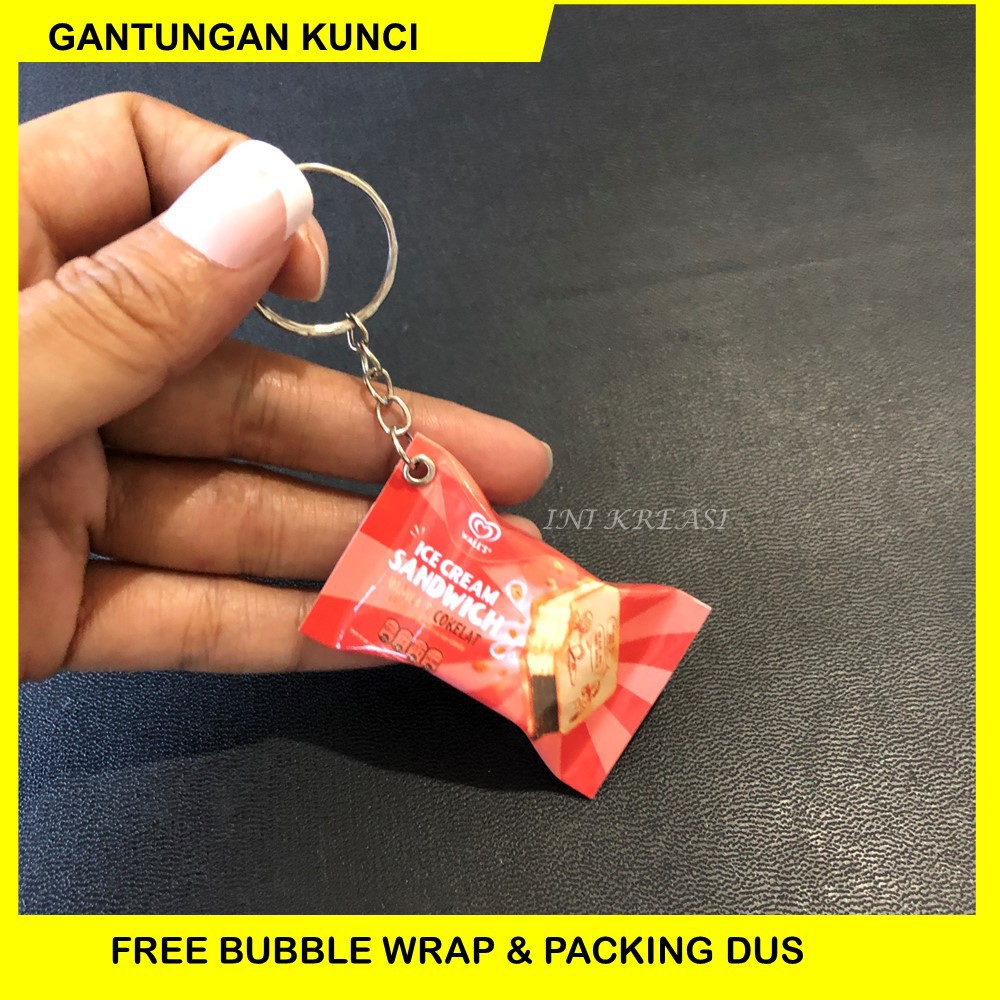 GANTUNGAN KUNCI - GANCI MINIATUR ICE CREAM WALLS SANDWICH, SOLERO
