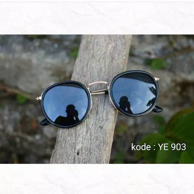 kacamata hitam vintage frame oval / kacamata oval hitam murah
