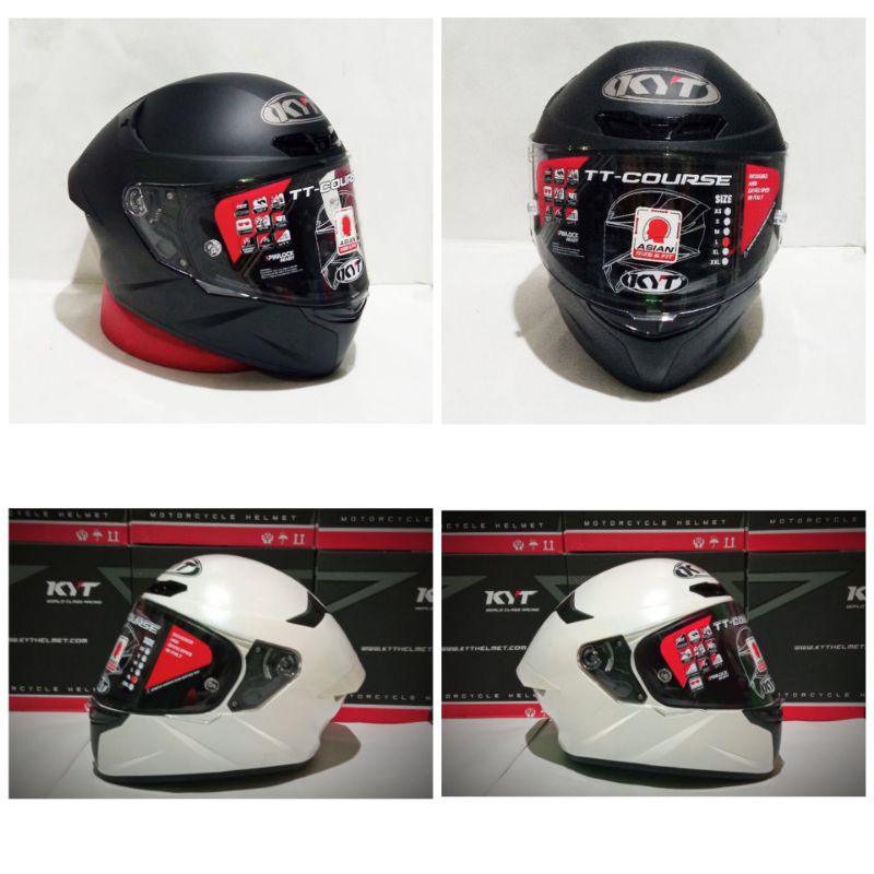 KYT TT COURSE PLAIN METT BLACK / KYT TT course white solid / kyt ttc black doff