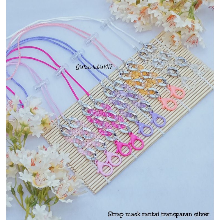 Strap mask rantai transparan silver beli 10 free 2