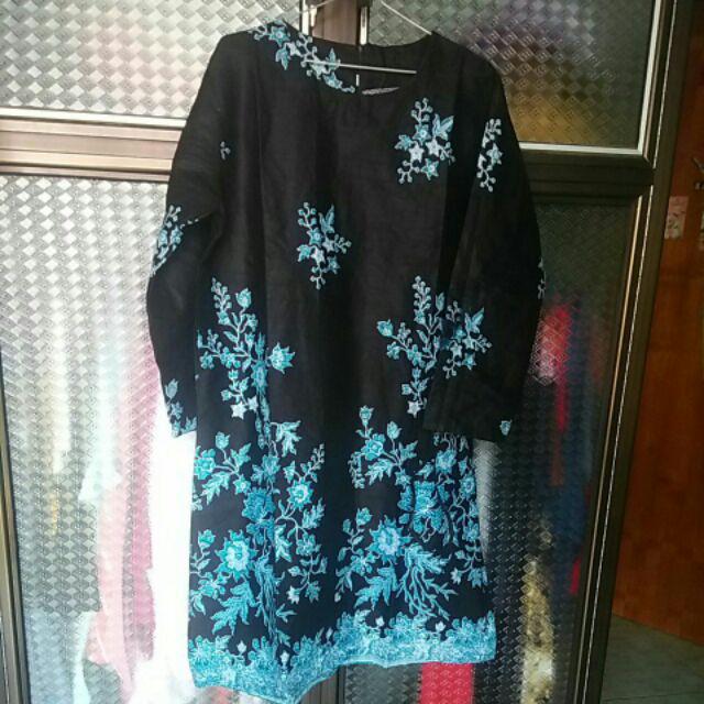Batik Tunik Shibori Jumputan Terbaru Size S-3l / Hrb026 Yelbor Navbor / Biru Putih / Original..