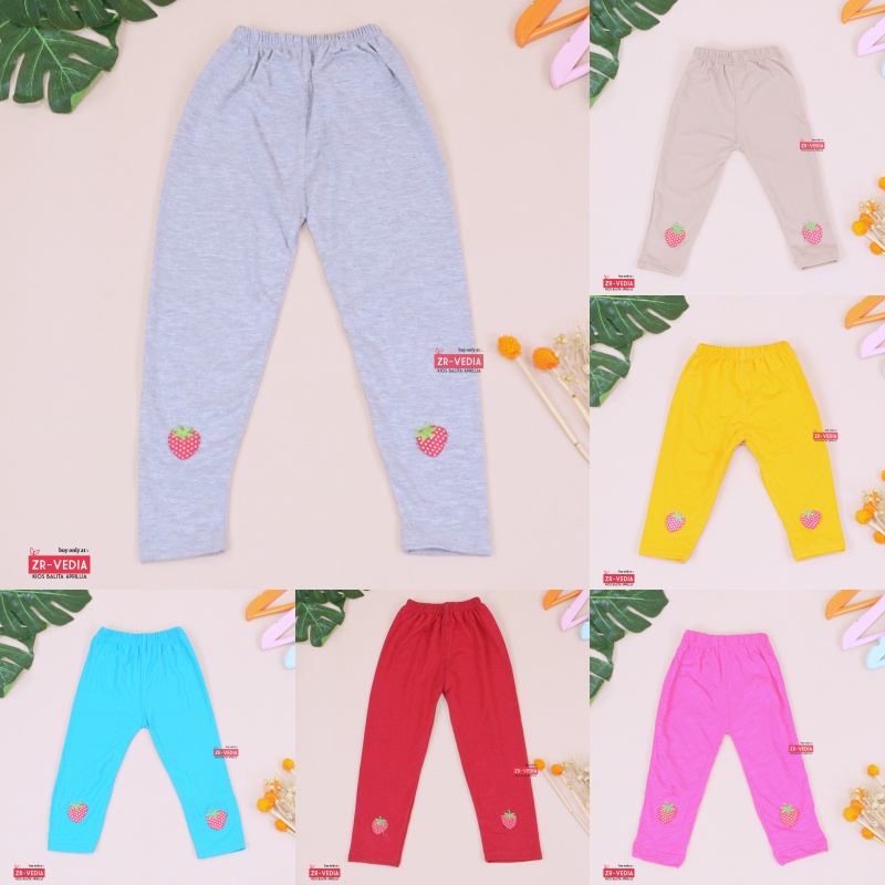 Legging Strawberry Uk. Bayi - 7 Tahun / Leging Bahan Kaos Anak Perempuan Celana Panjang Polos Import Adem