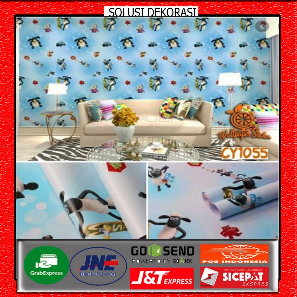 PROMO TERMURAH | Wallpaper Dinding | shoun the seep | Size 45 cm x 10 m | Anti Air SOLUSI DEKORASI