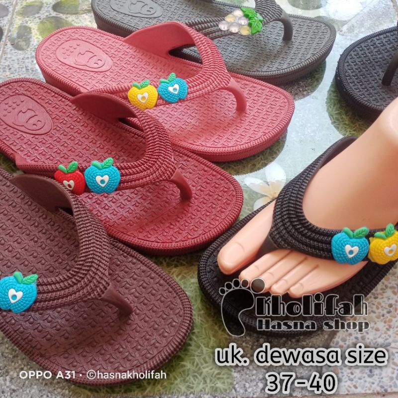 sandal jepit karet elastis empuk perempuan dewasa motip lucu murah size 37-40