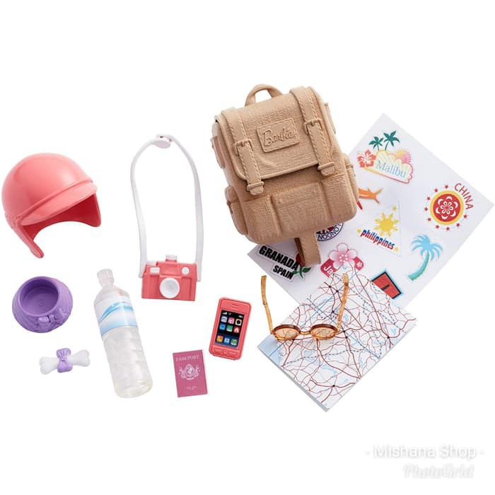 barbie pink passport travel doll with scooter