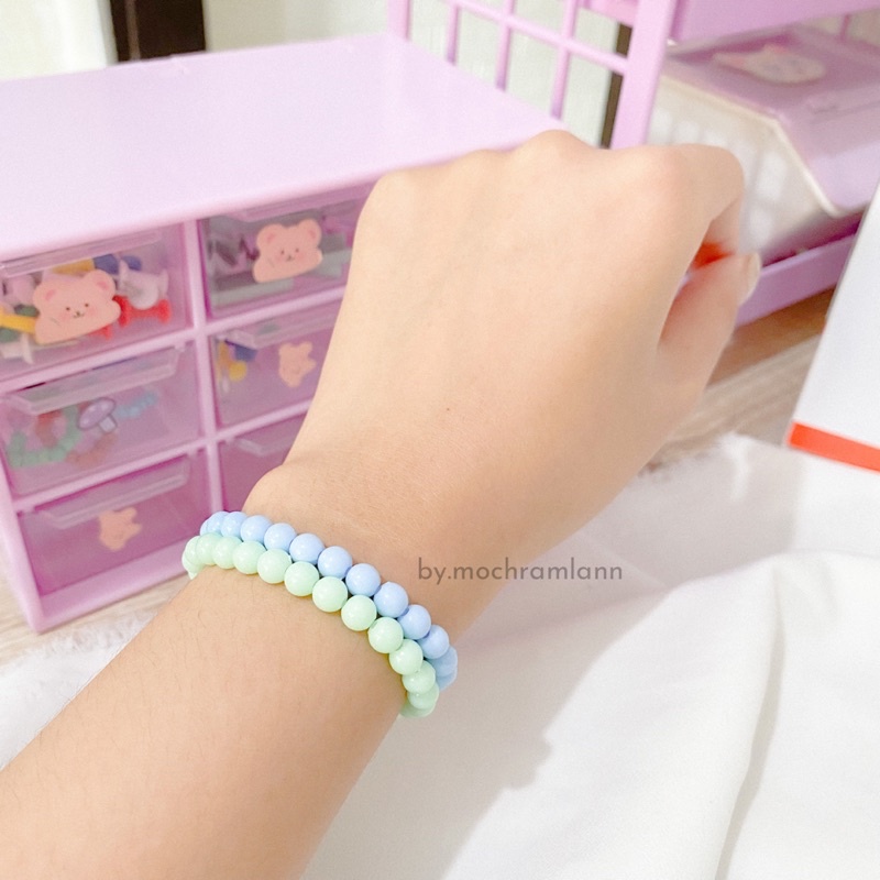 GELANG BASIC POLOS SIMPLE PASTEL / GELANG MANIK KOREA / GELANG POLOS PASTEL COLORFUL