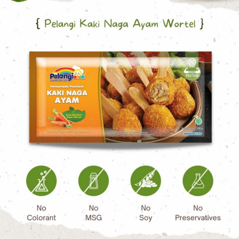 

Pelangi Kaki Naga Non MSG Ayam / Sapi / Udang / Pelangi Anak Sehat / Frozen