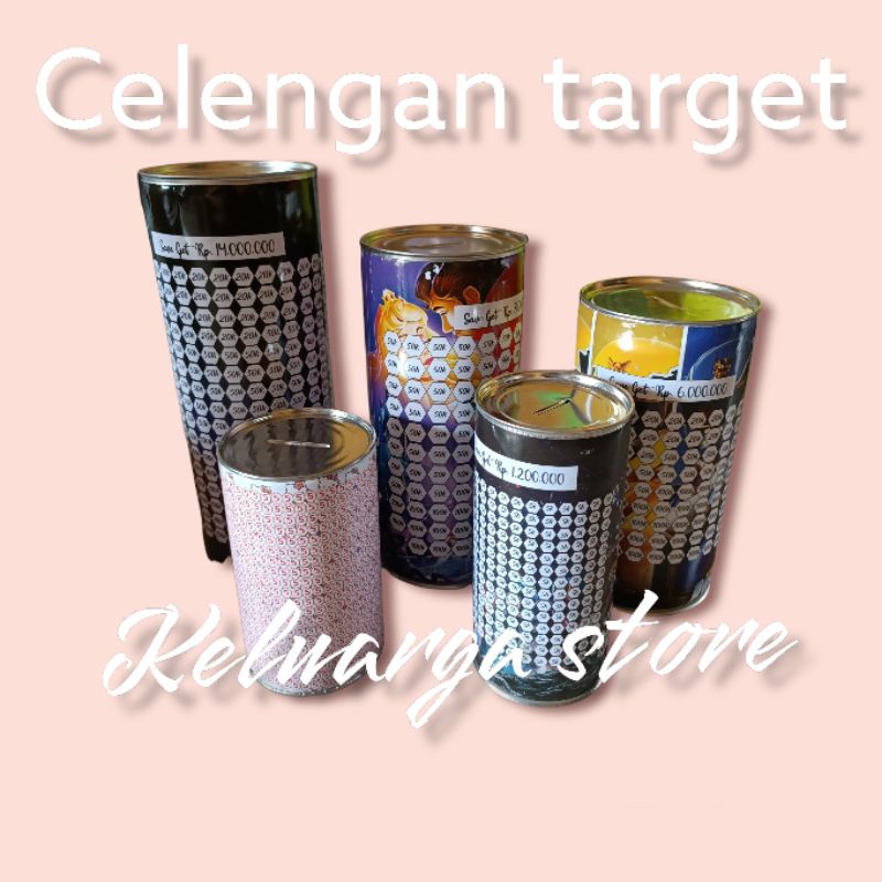 celengan kaleng target S , M , L ,XL ,XXL jumbo besar