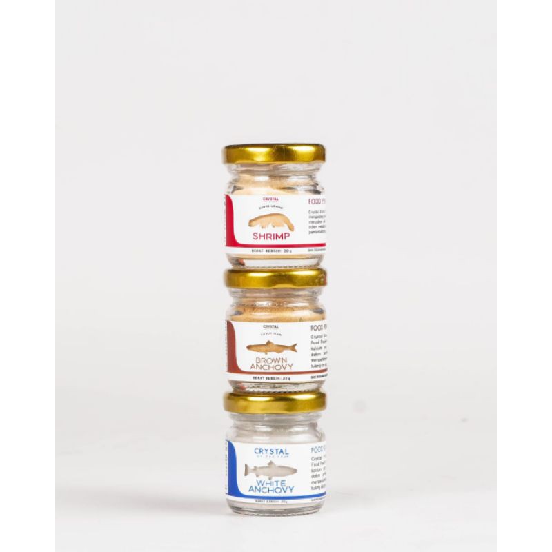 Crystal Of the Sea White Anchovy Brown Anchovy Shrimp Powder 20gr Bubuk Udang Teri Kaldu MPASI Bayi