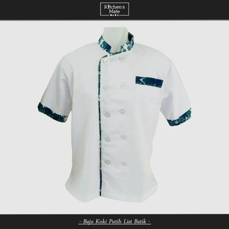 Baju Koki Putih Lis Batik