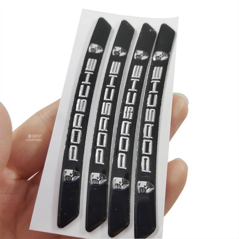4 x Aluminum PORSHCE Letter Logo Car Auto Wheel Tire Decorative Emblem Badge Sticker Decal PORSHCE
