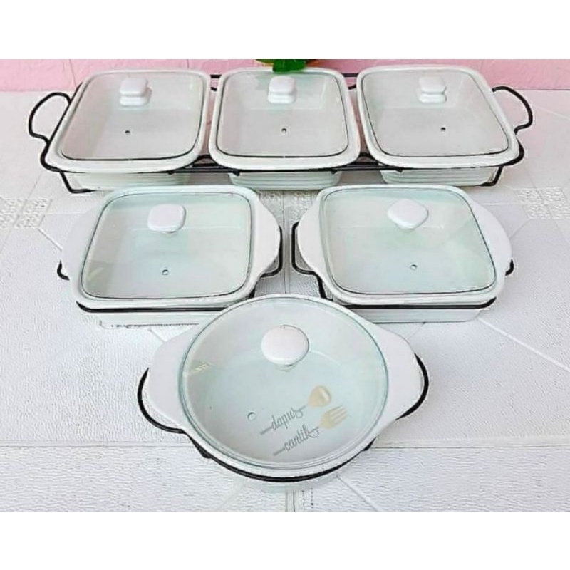 Prasmanan keramik putih polos FREE PAKING KAYU