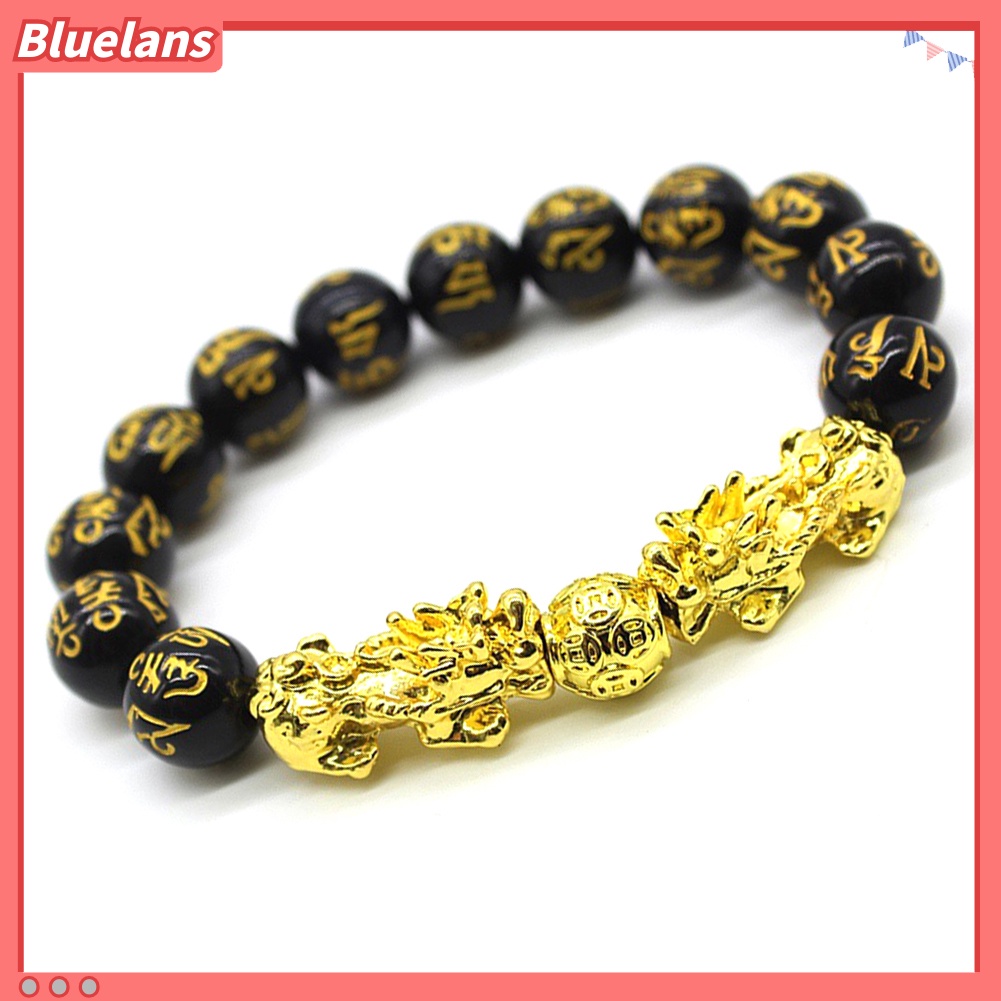 Bluelans Feng Shui Amulet Bracelet Pi Xiu Charm Mantra Bead Lucky Wealthy Bangle Gift