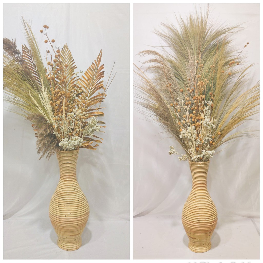 Paket Hemat Bunga Kering Vas Guci 50 cm+Bunga Kering