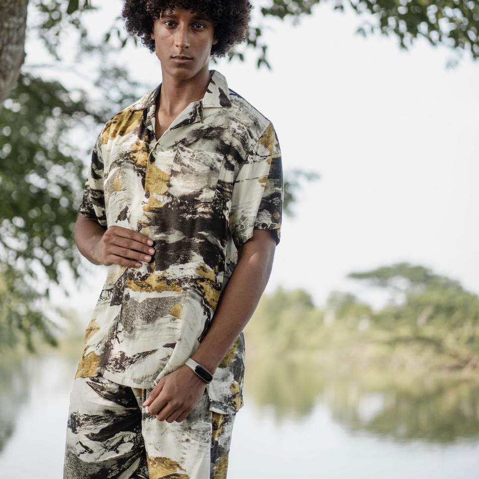 ➥ Jane Frey Clothing Setelan Piyama Pria | Freypv 8074 Reguler Fit Set Motif M-XL Kemeja Tie Dye Set