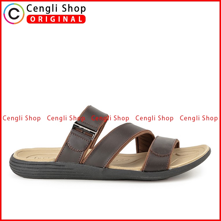 SANDAL CASUAL JIM JOKER PRIA ORIGINAL SLIDE KULIT BRANDED COKLAT JJ41