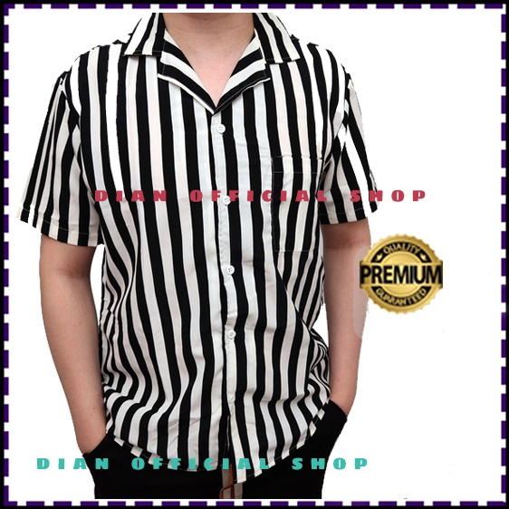 KEMEJA SALUR PRIA STRIPE LENGAN PENDEK COWOK 4559 / KEMEJA SALUR PRIA JUMBO BIG SIZE XXXL