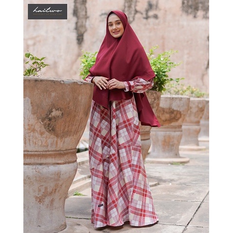 Termurah Gamis Haitwo Nibras GM 087 Bahan Shamalla Set Hijab Terbaru Ori