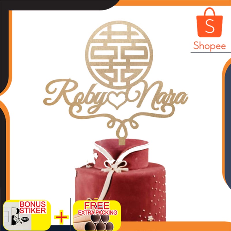 Murah CUSTOM CAKE TOPPER SANGJIT / TOPPER KUE SANGJIT LAMARAN - 13 cm Elegan