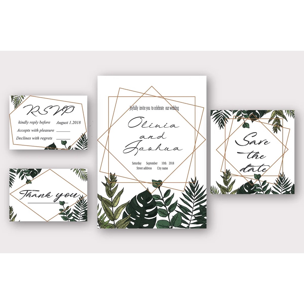 Tropical Leaves Wedding Set - Vector Designs