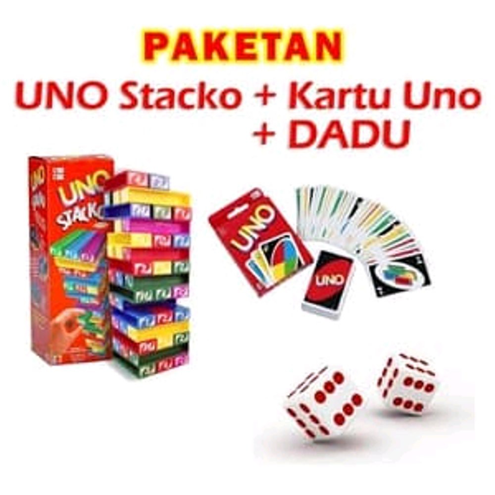 BUNGKUS KADO   Paketan Susun Balok Uno Stacko Card dan Dadu