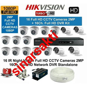 MURAH PAKET CCTV HIKVISION 16 CAMERA 2MP 1080P+ HDD 2TB ( Komplit tggl pasang ) ORIGINAL