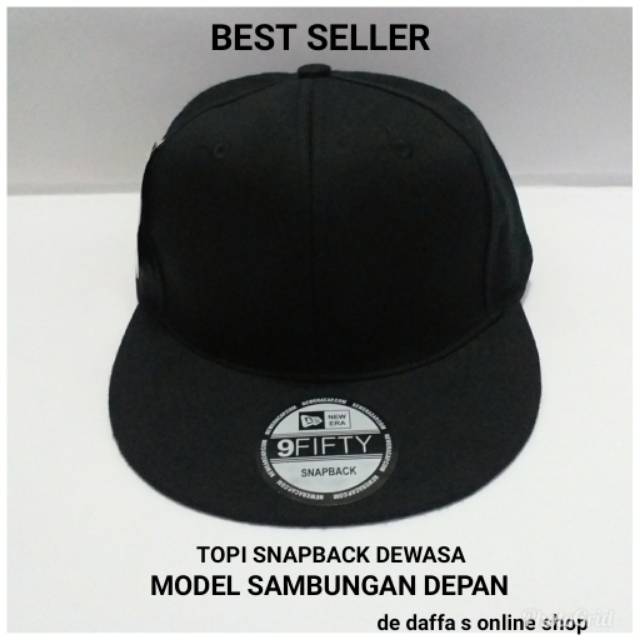 Topi Snapback dewasa Hip Hop Polos Hitam Sambungan depan Rapel distro