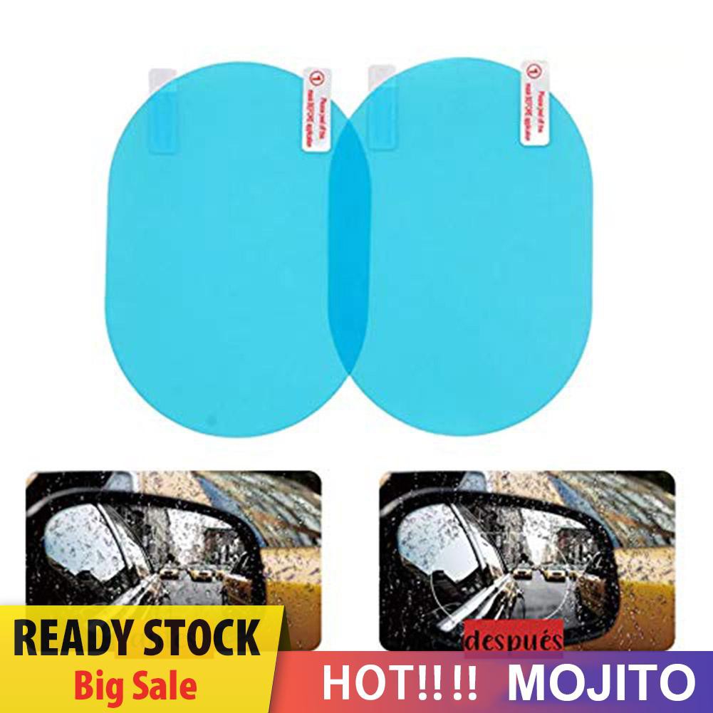 2pcs Stiker Pelindung Kaca Spion Mobil Bentuk Oval Tahan Air Anti Kabut