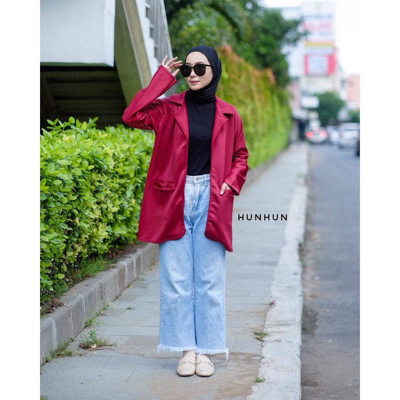 CUCI GUDANG!! Alba Blazer Outer Blazer Basic Scuba Atasan Kerja Wanita Outer Polos Murah Korean Look  Pusatgrosir_solo