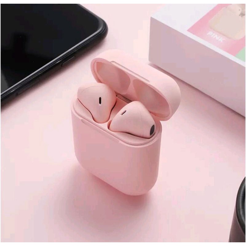 Headset Bluetooth Tws I12  Macaron Earphone-Pink